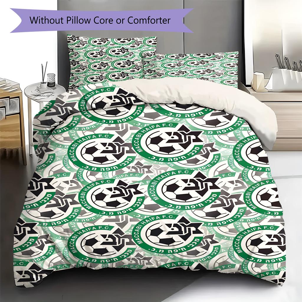 Maccabi-Haifa Pattern Bedding Quilt Set Quilt Cover Pillowcase Home Decoration Gift (1 * duvet cover + 2 * pillowcase, without core)