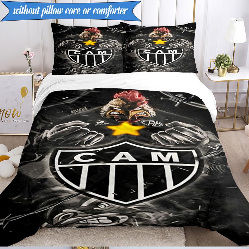 3PCS Clube Atlético Mineiro With Shield Soft Bedding Set,Including 1pc Duvet Cover And 2pcs Pillowcases Perfect for Bedroom, Dormitory, Fan gift
