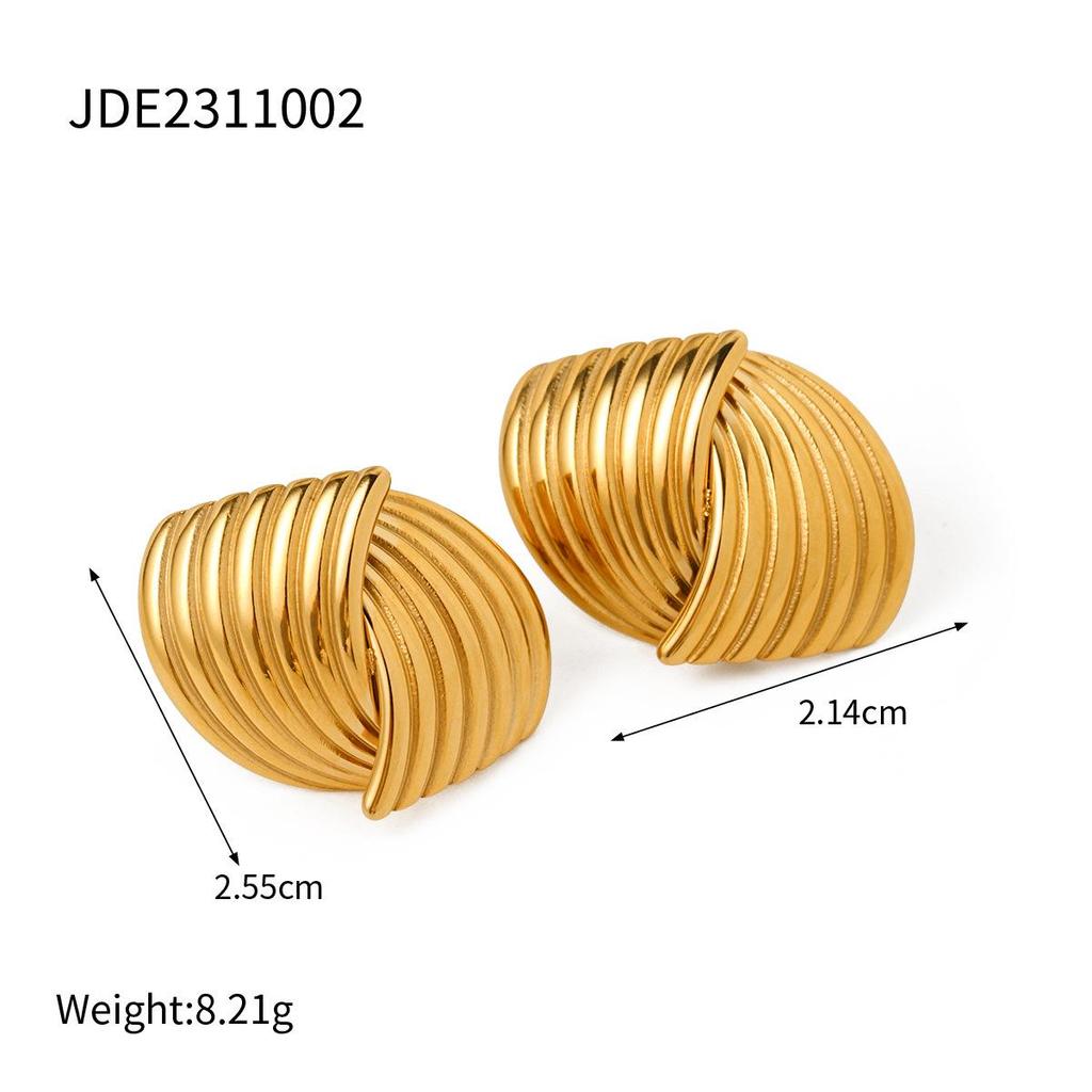 Jieding Stainless Steel Geometric Stud Earrings - High-End European & American Titanium Ear Jewelry