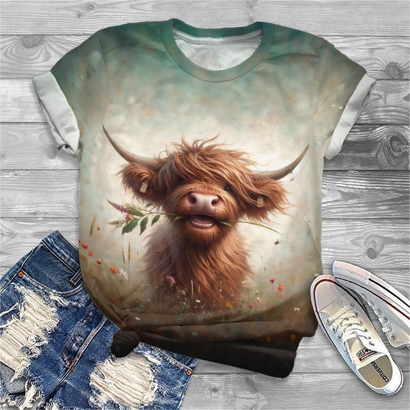 Fashion Animal Cow 3d Print T-shirt Women Fashion Short Sleeve Tshirt Girls Kawaii T Shirt Clothes Female 2000s Y2k Tops
