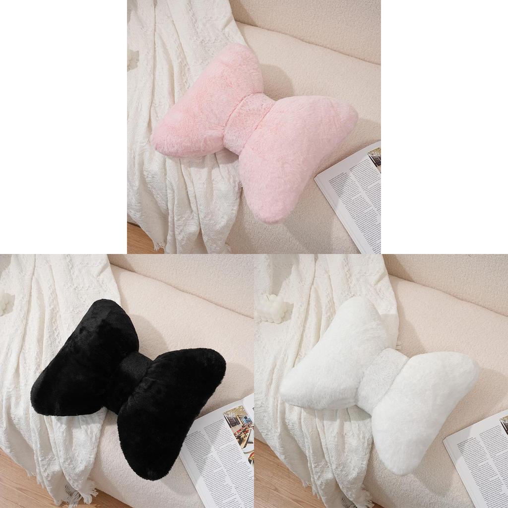 Modern Minimalist Bow Plush Throw Pillow With Embroidered Bunny Bow For Living Room Decor