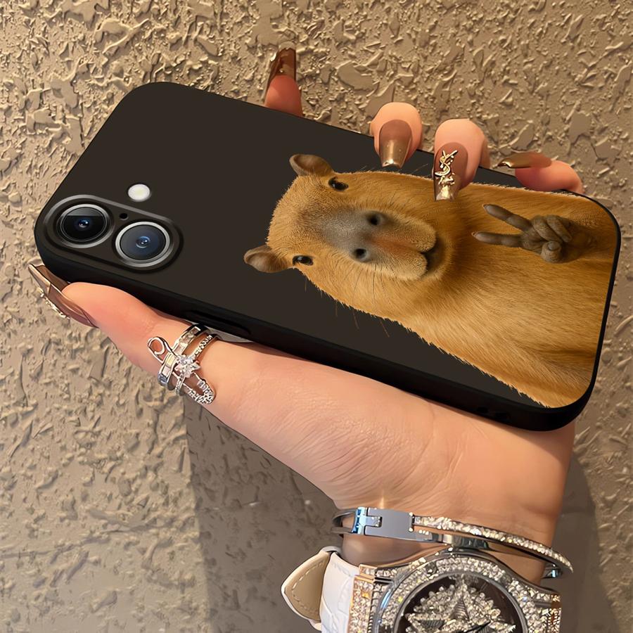 Case for iPhone 17Air 13 Mini 17 16 Pro Max SE X XS XR 14 15 Plus 7 8 12 11 Soft Back Phone Cover Cute Capybara