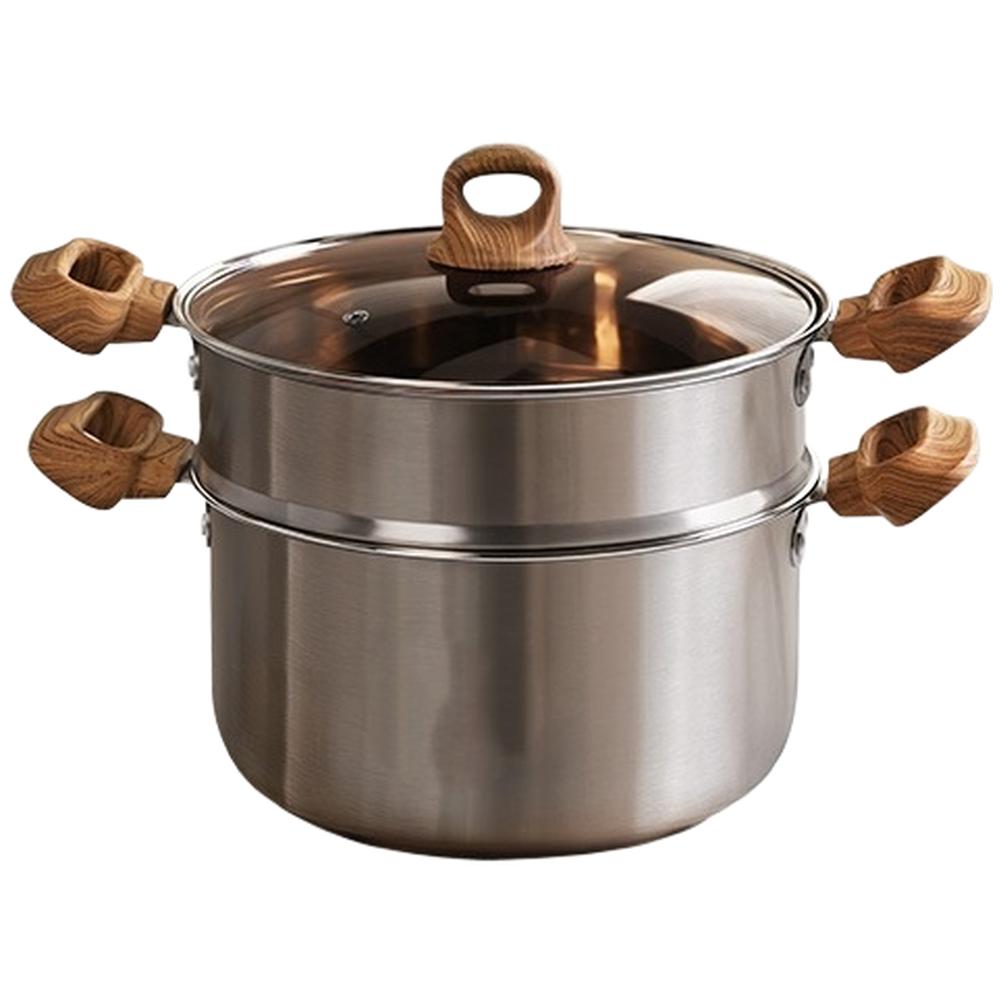 1 Stück Suppentopf 19,7*19,7*11cm Verdickter Edelstahl-Suppentopf mit zwei Griffen Dampfgarer für Gasherd Küche Kochgeschirr