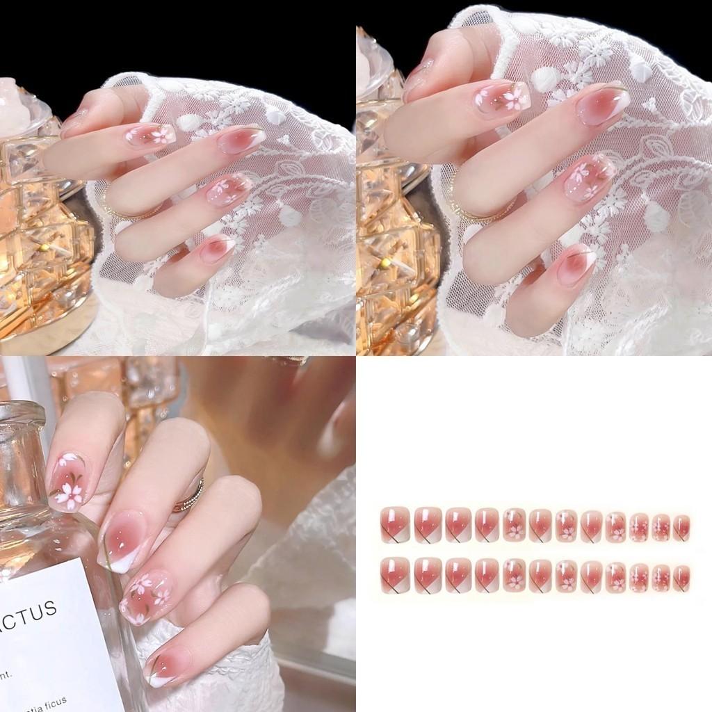 Cute White-bordered Floral Nail Stickers For Women A11