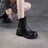Johnature Retro Thick Soled Side Zipper Women's Short Boots Genuine Leather Knight Boots