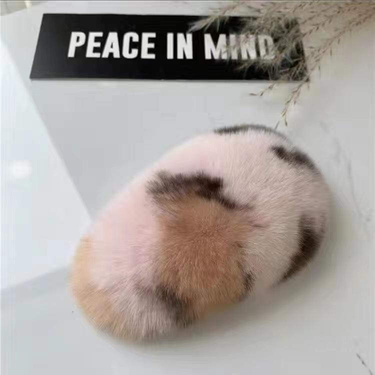 Girls Plush Hairpin Natural Rabbit Fur Women Bangs Hairpin