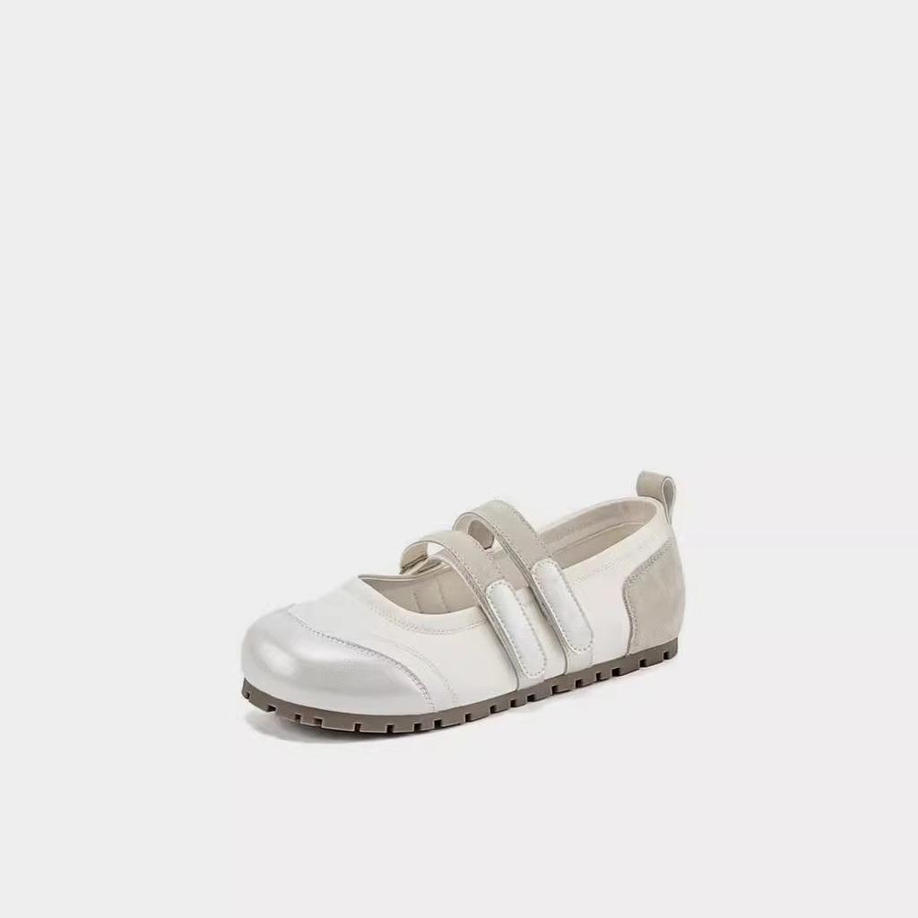 Retro ugly cute flat-soled single shoes women's autumn new niche versatile Velcro one-word buckle Mary Jane shoes