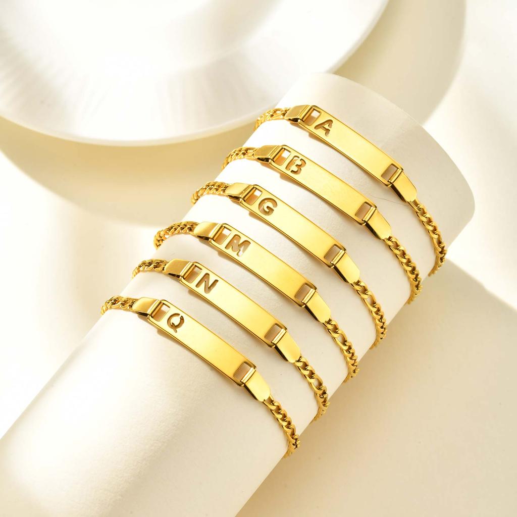 Free Engraving Name Hollow Initial A-Z Letter Bracelet for Women, Stainless Steel Bracelet, Personalized Fashion Jewelry Gift