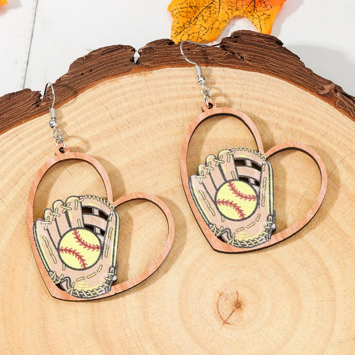 

JMXD-деревянные ретро-серьги в стиле бейсбола Love, модные и простые персонализированные украшения для ушей в спортивном стиле