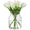 ISHU Flower Vase Glass Large Stable 850g Easy Clean Wide Mouth Clear Transparent Height 20cm Volume Bouquet Branch Stability Nordic Style Interior