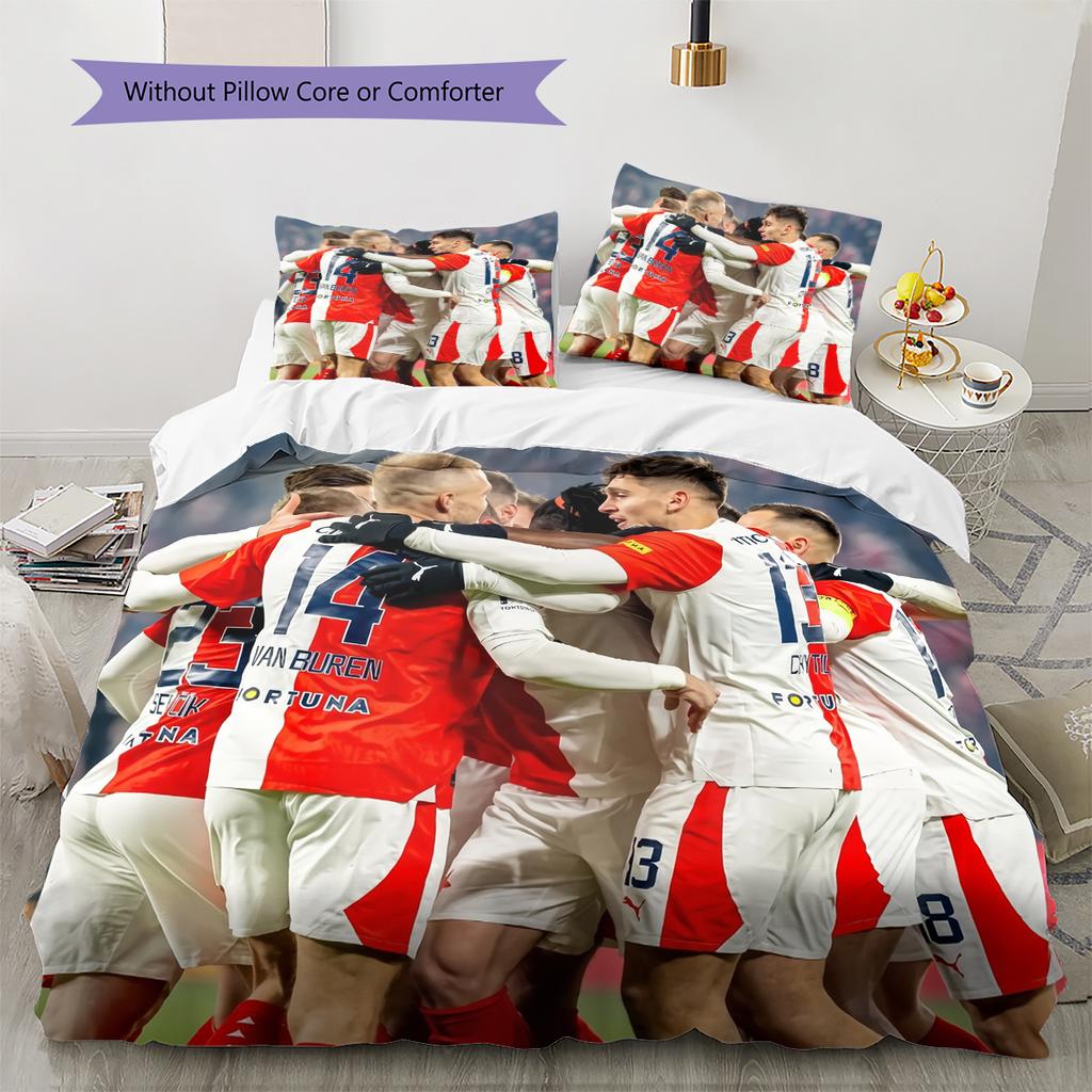 SK Slavia Praha Pattern Bedding Home Decoration Birthday Gift (1 * Duvet Cover + 2 * Pillowcase, Without Core)