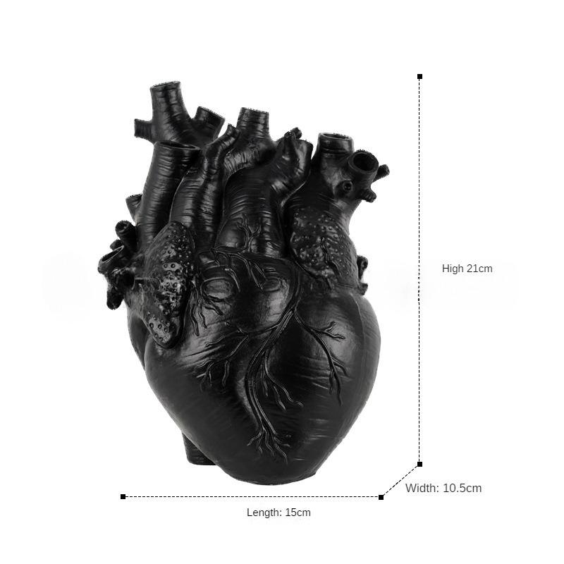 White Vase Heart Shape Resin Ornament Model Room Countertop Living Room Vase Dining Table Dried Flower Arrangement