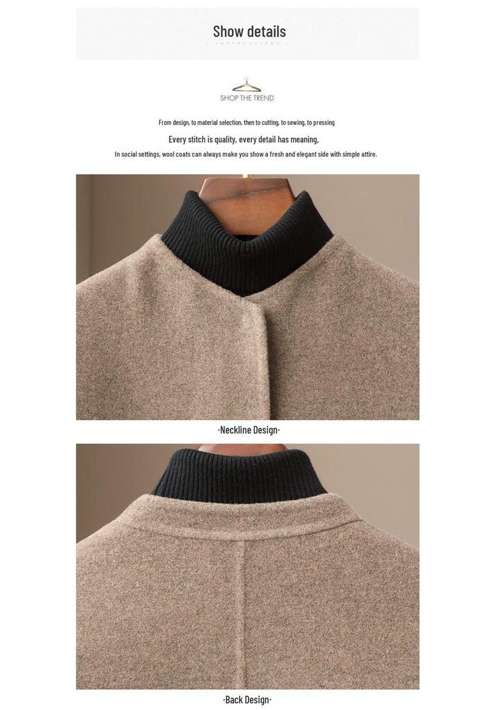 Women's Long Double-Faced Wool Coat: Round Neck, Slim Fit, 30% Cashmere, High-End Spring/Autumn Style