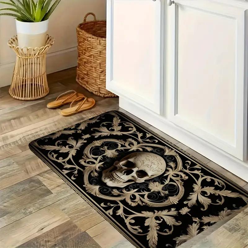 1/2 Pcs Skull Head Door Mat Comfortable Soft Warm Noise Reduction Kitchen Carpet Bathroom Toilet Floor Mat Home Decor