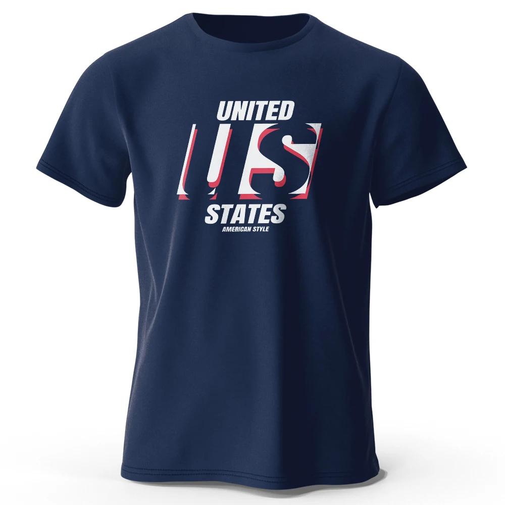 The US Logo Printed Unisexs Tshirt Fashion Cotton Tops Tees for Unisex Unisex Summer Casual Wear