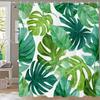 Tropical Leaves Shower Curtains Green Palm Leaf Plants Bath Curtain Set Modern Polyester Fabric Screen Bathroom Decor With Hooks