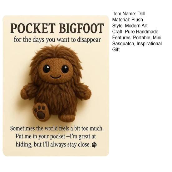 Pocket Sasquatch Plush Doll Emotional Support Stuffed Mini Sasquatch Portable Positive Animal