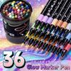 Marcadores de Arte com Ponta Dupla Glitter 24/48/72/96 Cores Canetas Marcadoras de Tinta Metálica Artesanato DIY Cartões de Aniversário, Fazer Cartaz, Álbum