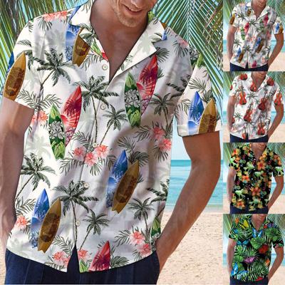 Men's Loose Casual Hawaiian Button Short Sleeve Printed Top Beach Shirt