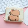 Cute Cartoon Capybara Short Wallet PU Leather Zipper Coin Purse Multi Slot Credit Card Holder Waterproof Storage Bag Key Bag