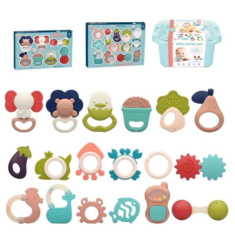 Hand Rattle Newborn Molar Rod Water Boiling Suitable Comfort Rattle Baby0-1Year-Old Toy Baby Teether Happy