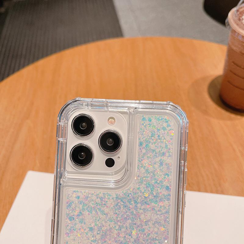 For IPhone14 Promax Mobile Phone Case Three-in-one Luminous Glitter Glue Anti-fall and Shock-proof