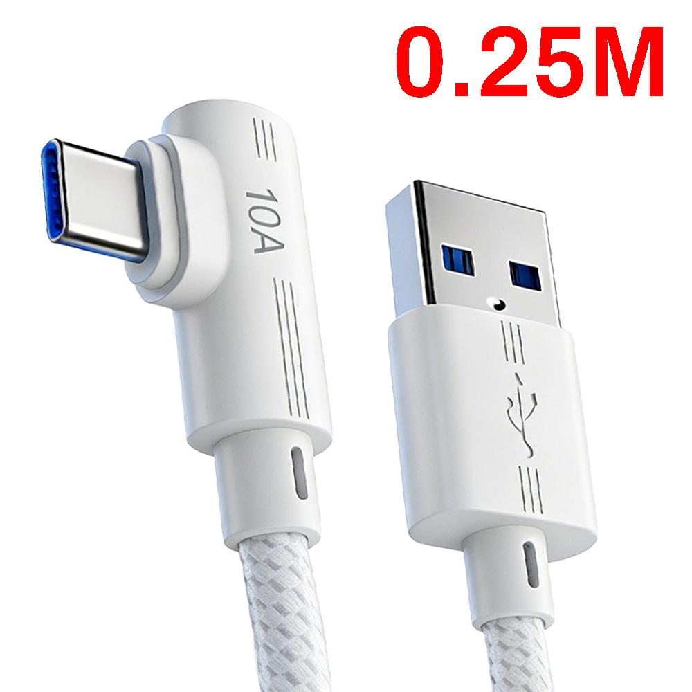 

90° Elbow USB C Cable Fast Charging USB To Type C Data Cable 3M/2M/1.5M/1M/0.25M 10A for IPhone Samsung Huawei Laptop USBC Cable