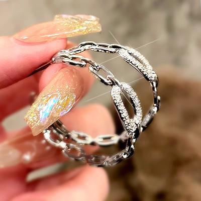 Orecchini Huitan con Design a Forma di Catena Accessori Moda da Festa per Donna con Zirconia Cubica Brillante Colorata Gioielli per Donne