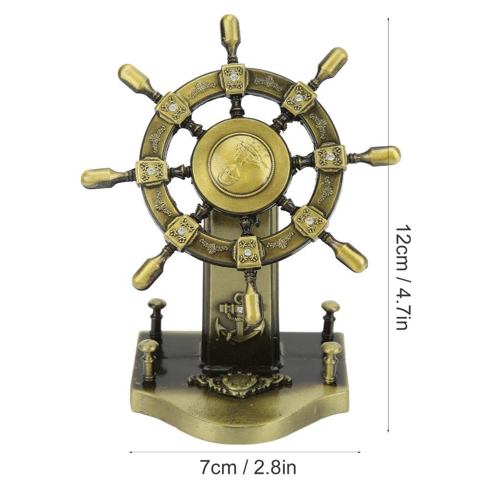 1PCS Glossy Ship Wheel Statue Retro Style Boat Steering Model Nautical Rudder Ornament Homes