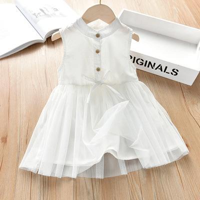 Girls Summer Sleeveless Tulle Dress Stylish Princess Vest Dress Children Clothing 90cm