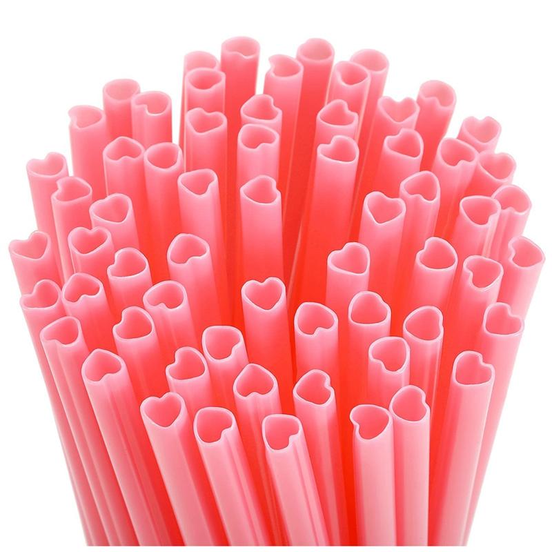 

AEE4-Valentine s Day Straw Heart Shaped Pink Straw Cute Drinking Coffee Milk Straw Bride Gift Wedding Supplies,200PCS