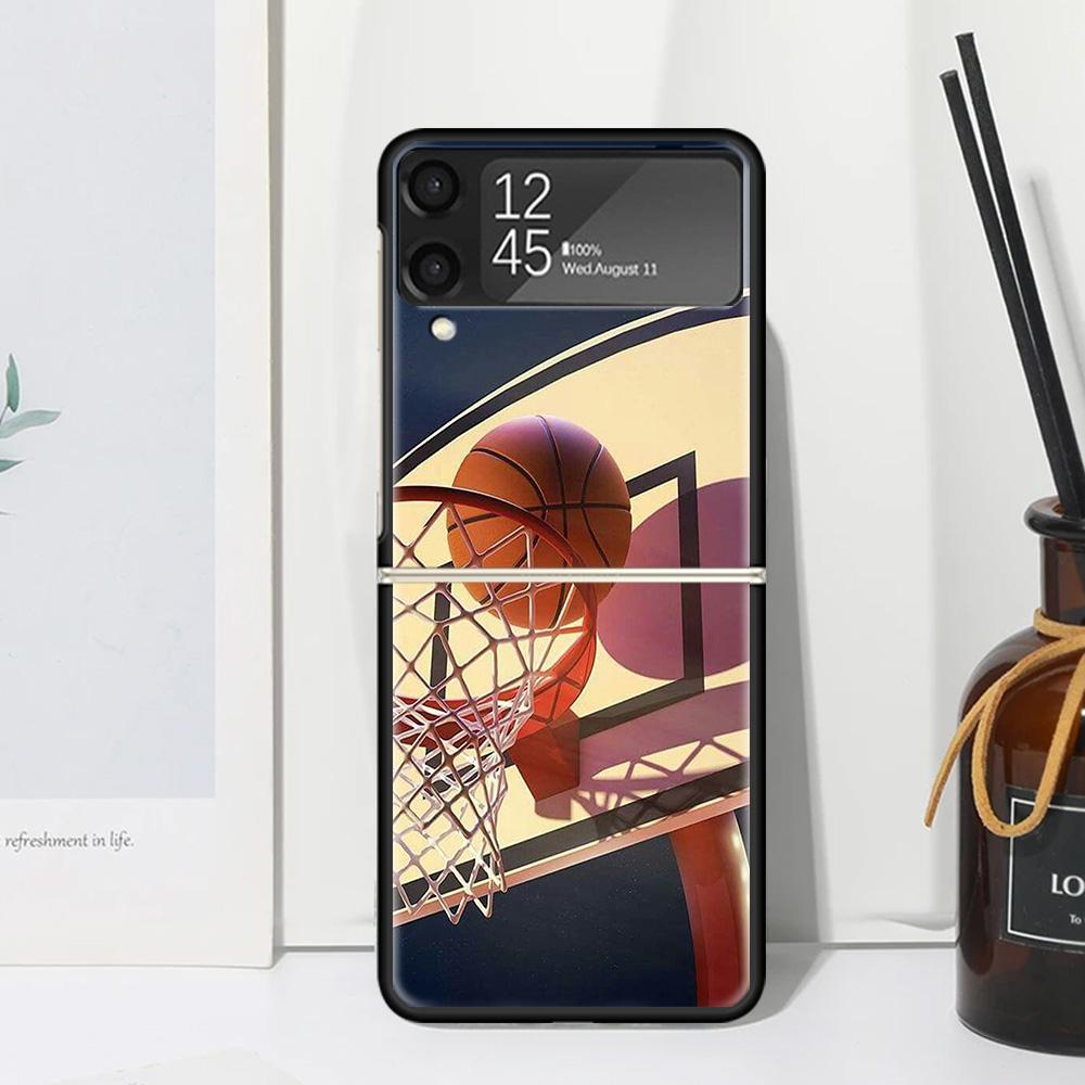 Basketball Basket Sports Phone Case For Samsung Galaxy Z Flip 7 Flip7 Zflip 6 Flip6 5 Flip5 4 Flip4 3 Flip3 5G Fundas Black Cove