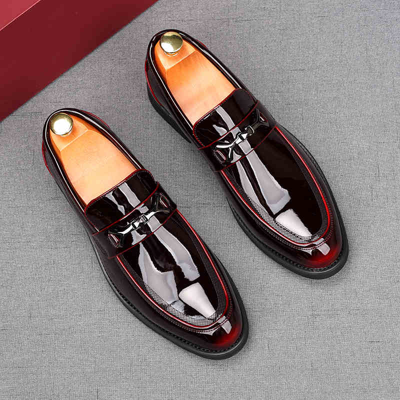 

Мода Британия Мода Новые Мужские Лаковые Оксфорды на Плоской Подошве Повседневная Обувь Мужские Лоферы Выпускной Свадебное Платье Обувь 44 красный