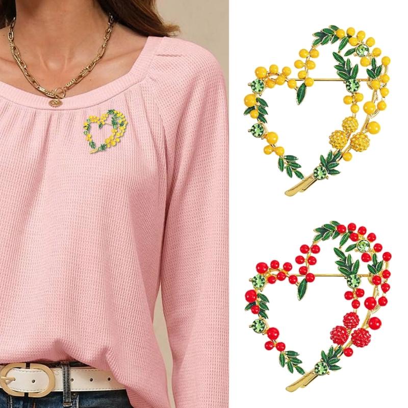 Beautiful Fruit Heart Brooch Party Office Pins Fashion Lapel Pin Alloy Texture Suitable for Women and Unisex Present