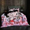 Gift Christmas Handmade Betty Boop Duvet Cover Set, 3-Piece, Super Soft, Rustic Farmhouse Style Bedding with Corner Ties.