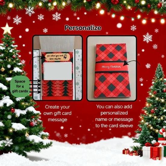 Handmade Waterfall Christmas Gift Card Booklet Creative Holiday Gift Card Festive Cash & Voucher Holder for Group Gifting