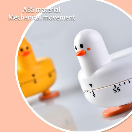 Kitchen Timer Eye-catching Cartoon Shape Plastic Lovely Duck Mechanical Study Timer for Home