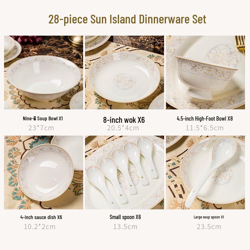 JANLA Sun Island 28-Piece Nordic Ceramic Dinnerware Set