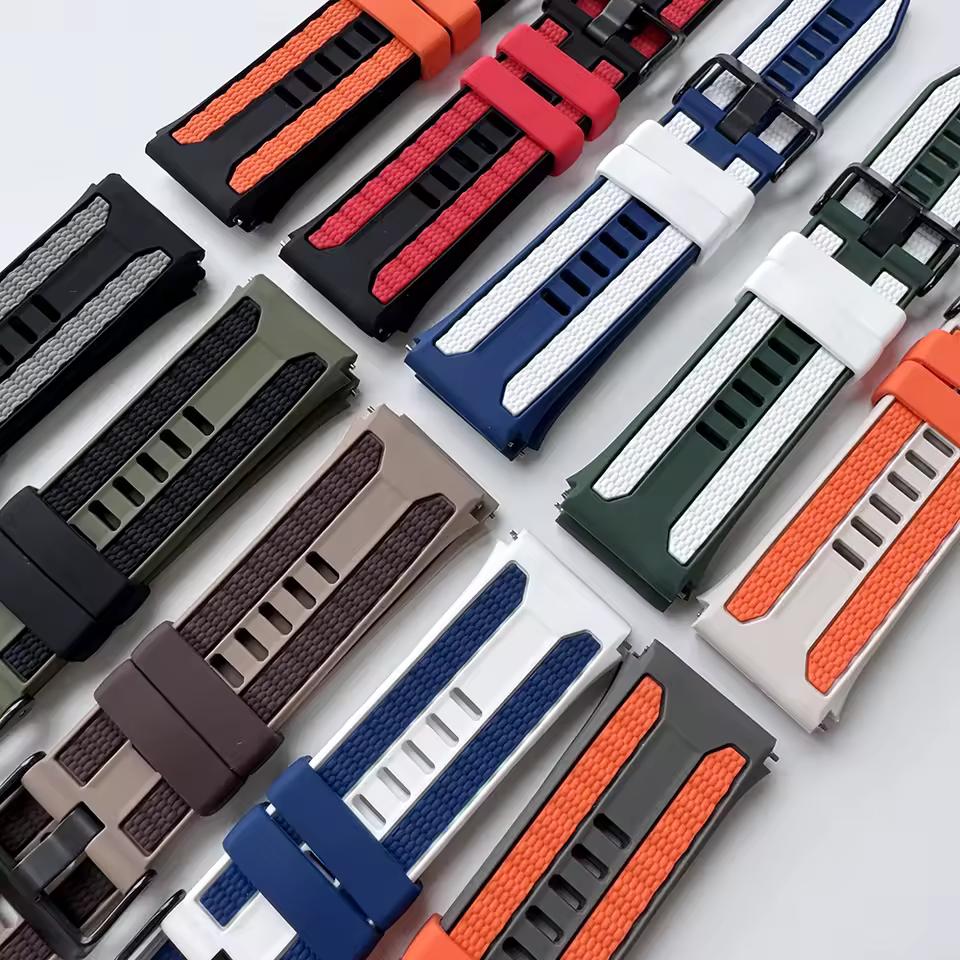 1:1 Original Silicone Strap For Huawei Watch Ultimate 2 Band For GT6 GT5 GT4 GT3 Pro 46mm Two Tones Bracelet 22mm Watchbands