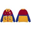 American Vintage Color Block Cat Embroidery Knit Cardigan Loose Fit Couples