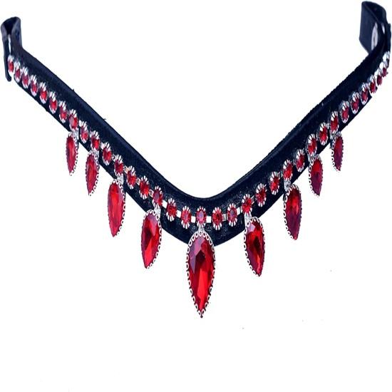 Beautiful Red Stone Crystal Leather Bridle Snap Browband for Horse Equestrian Browband for Horse. Extra Full (45 cm) чёрный