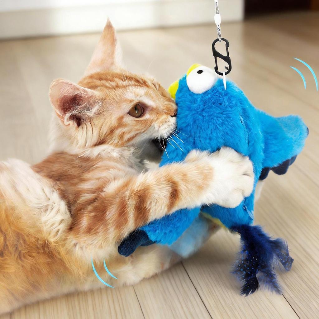 Cat Toy Chirping Bird Soft Realistic Simulation Chirping Flapping Wings Bird Cat Toy For Living Room Bedroom Study Room Backyard
