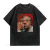 Vintage Streetwear Hip Hop Rapper Realistic Portrait Print Casual T Shirt vintage Washed Slightly graphic fashion Stretched