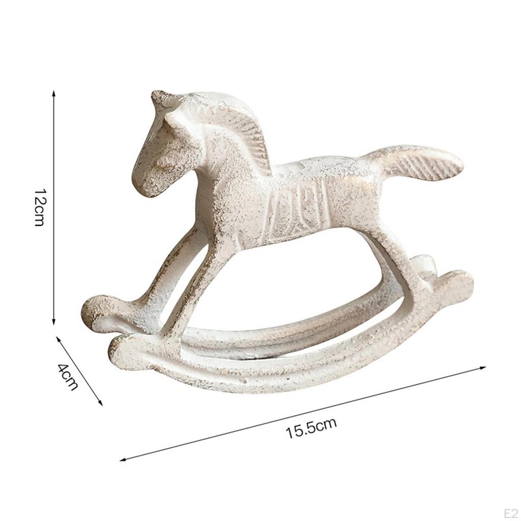 Metal Figurine Rocking Horse Statue for Home Decor Gift Collection Accessory Distressed Table