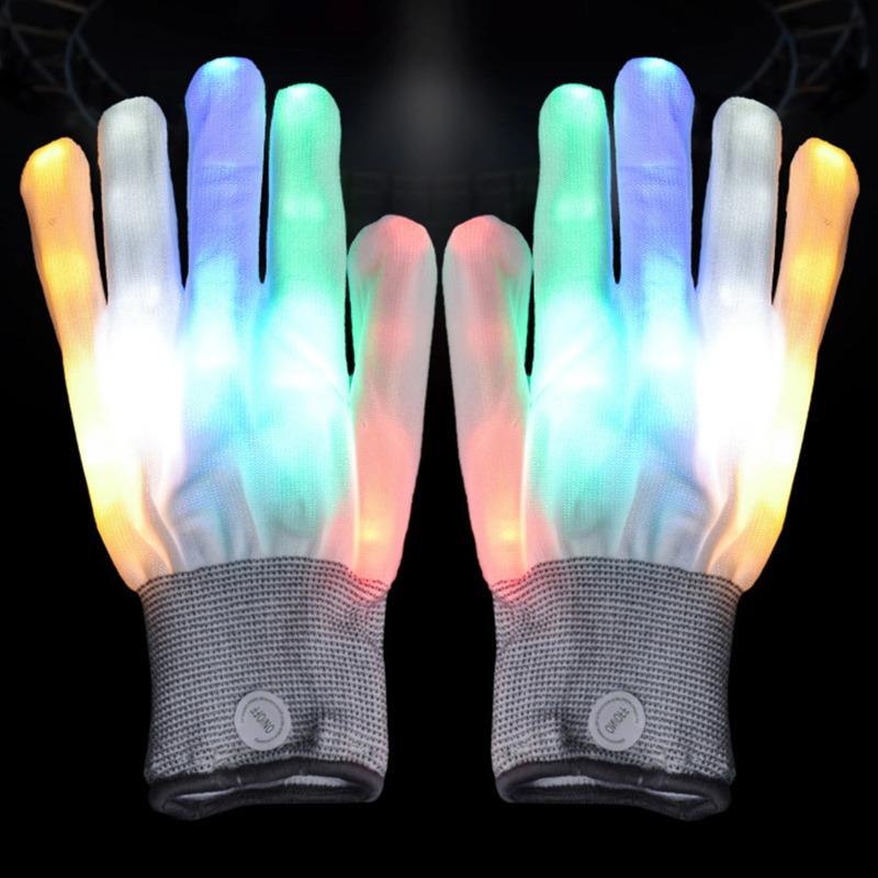 7 Colors Light Show LED Gloves Finger Lighting Flashing Glow Mittens for Halloween Christmas Birthday Festival Celebration