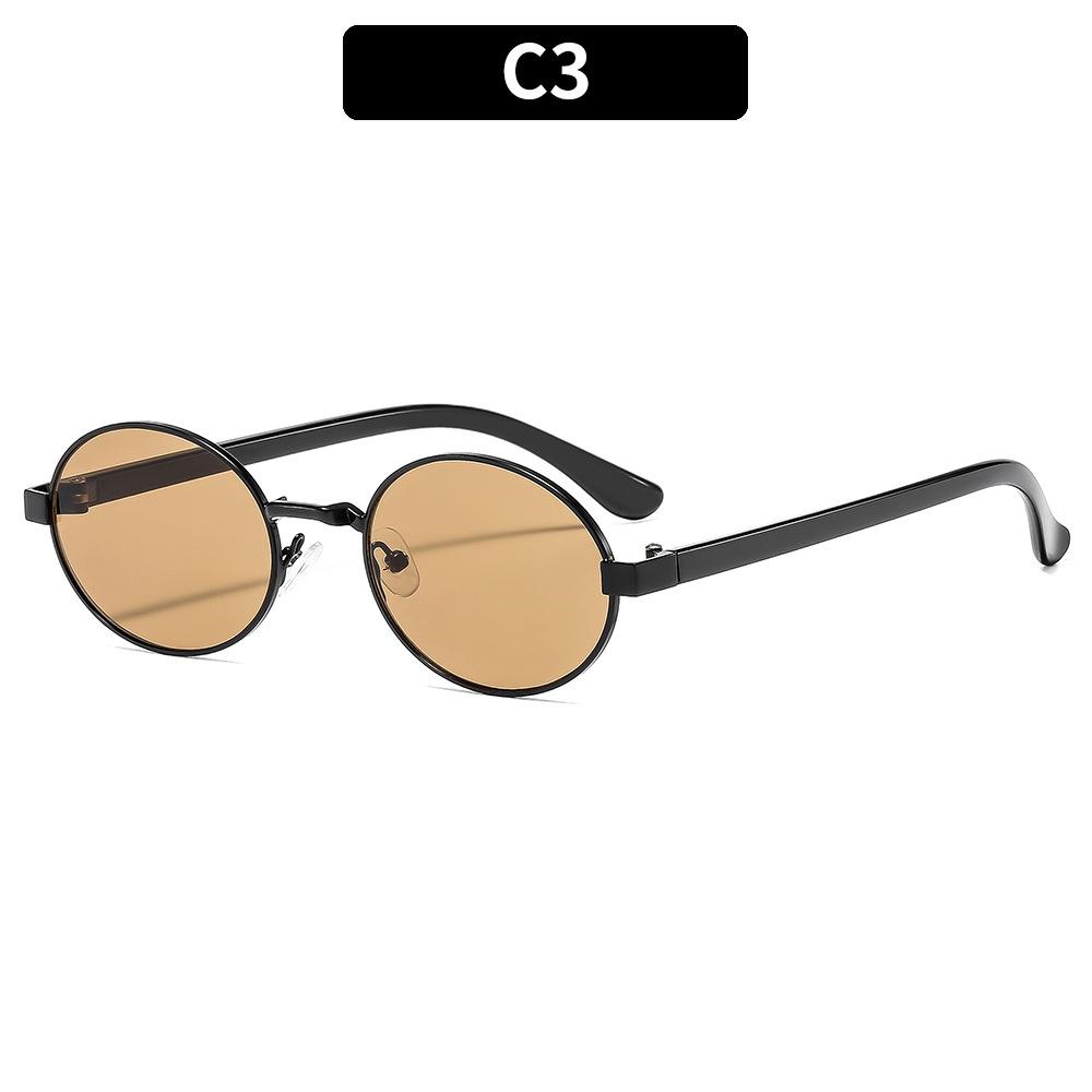 New Fashion Oval Sunglasses Women And Men Luxury Brand Trendy Metal Frame Sun Glasses Uv400 Classic Black Shades