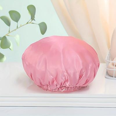 1 Stück - Doppellagige wasserdichte Duschhaube für Frauen, atmungsaktiv, staubdicht, multifunktional, Duschhut, Haarschmuck