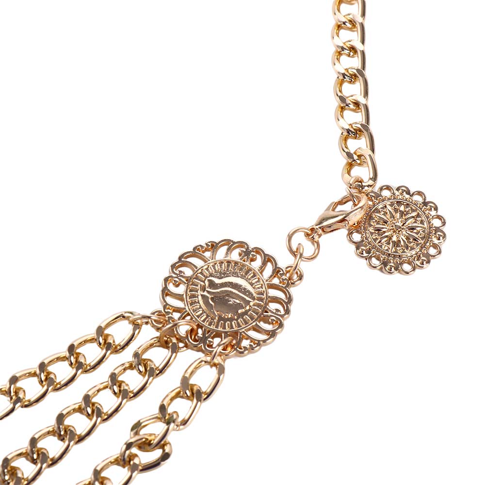 Round Pendant Adjustable Zinc Zinc Alloy Chains Waist Chain Women Body Chain Aluminum Chain Metal Belts