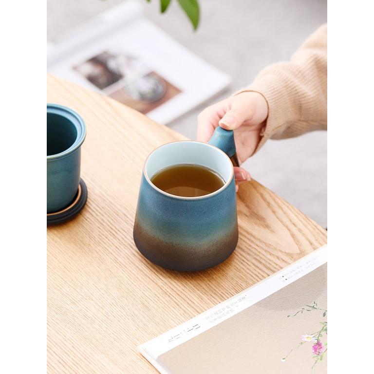 400ml Japanese Ceramic Mug with Lid Filter Water Cup Coffee Cup