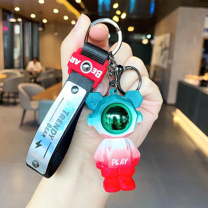 Gradient Cool Faceted Lightning Bear Keychain Pvc Car Bag Charm Gift